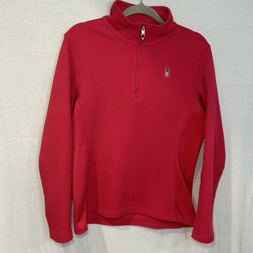 Spyder Core Sweater 1/4 Zip Pullover Heavyweight Size Large Pink Layer